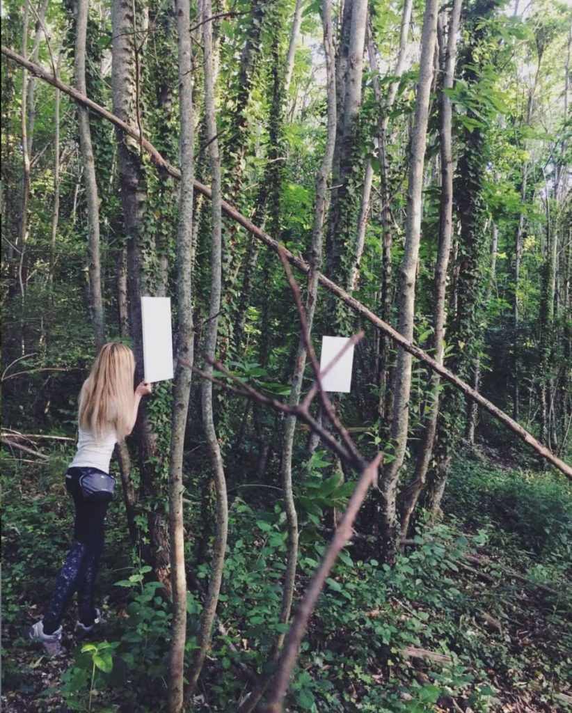 Contemporary artist Francesca Virginia Coppola with her 'A Dialogue with nature' environmental art project. project