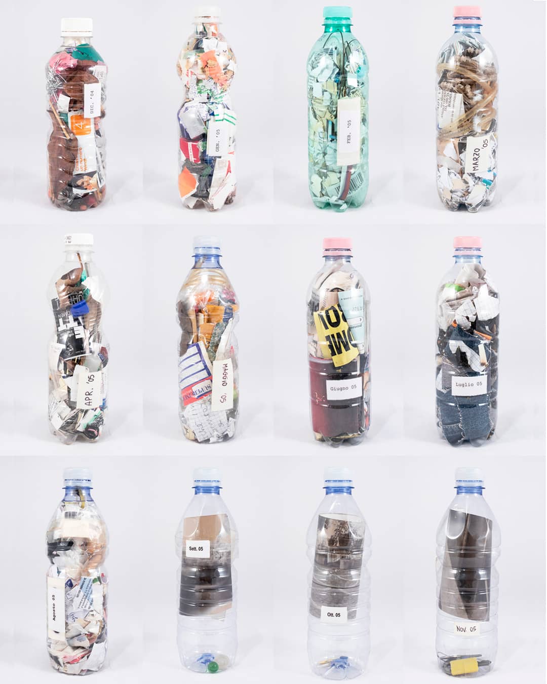 'Today is a lie', mixed media (trash, plastic bottles). Artwork by Francesca Virginia Coppola